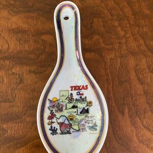 Texas Spoon Rest vintage pearly ceramic souvenir